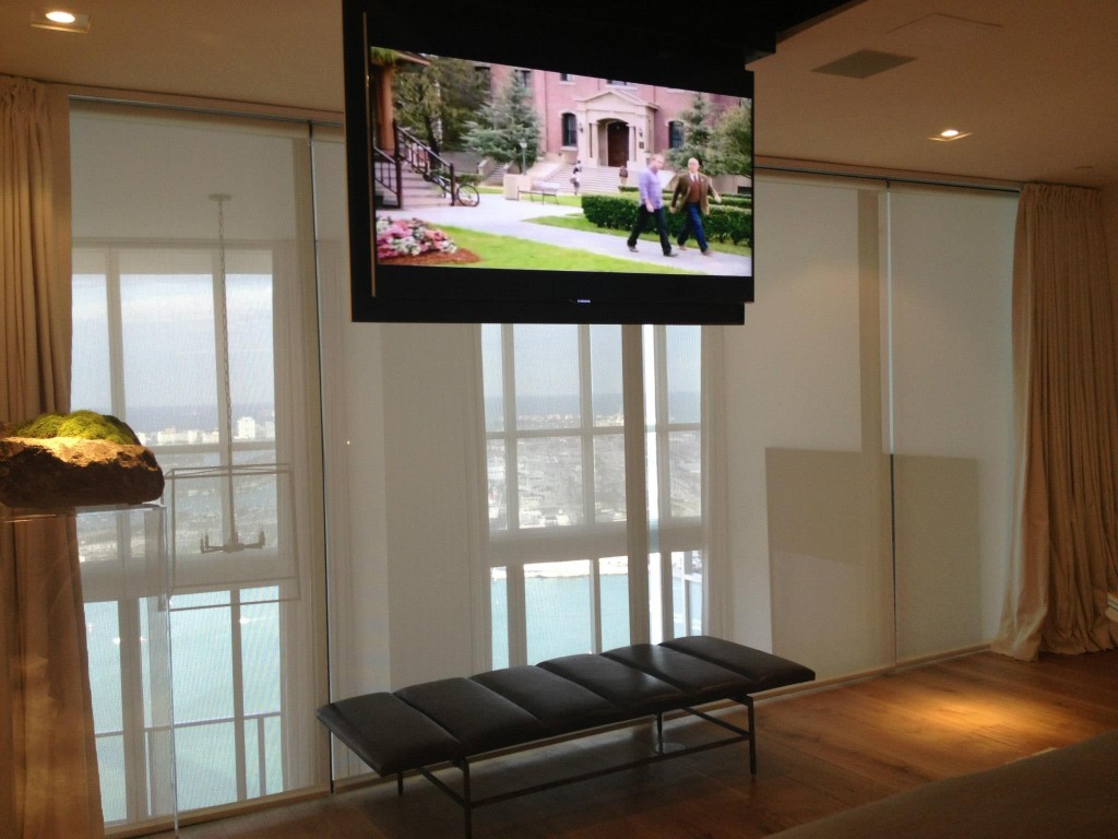 Motorized television installation in a Downtown Miami penthouse