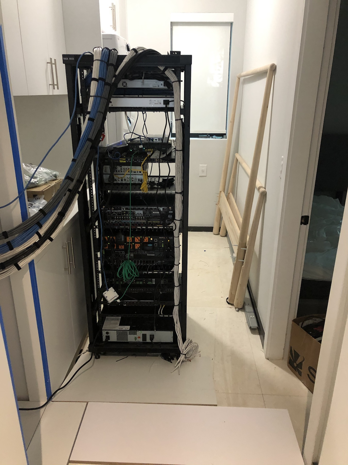Serviceable equipment rack with structured wiring